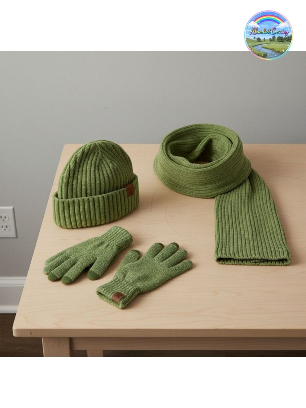 Knit Beanie Long Scarf Touch Screen Gloves 3 Piece Winter Set